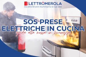 Forno he prende fuoco e persona che cerca di spegnere l'incendio con un estintore.