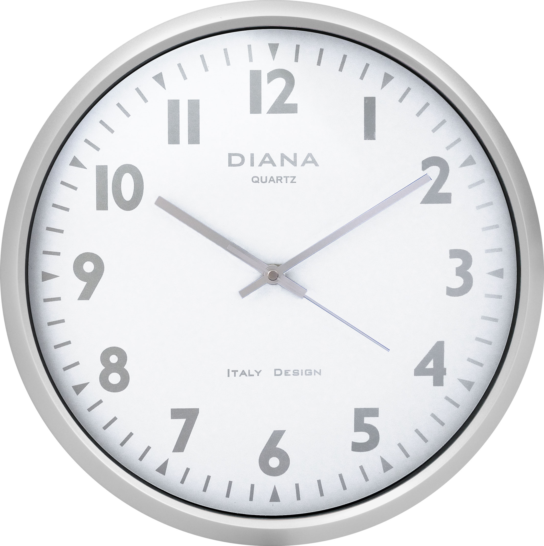 OROLOGIO PARETE D.36 MOVIMENTO SILENZIOSO CROMO SATINATO CASSA PLASTICA BIANCO MOV.QUAR