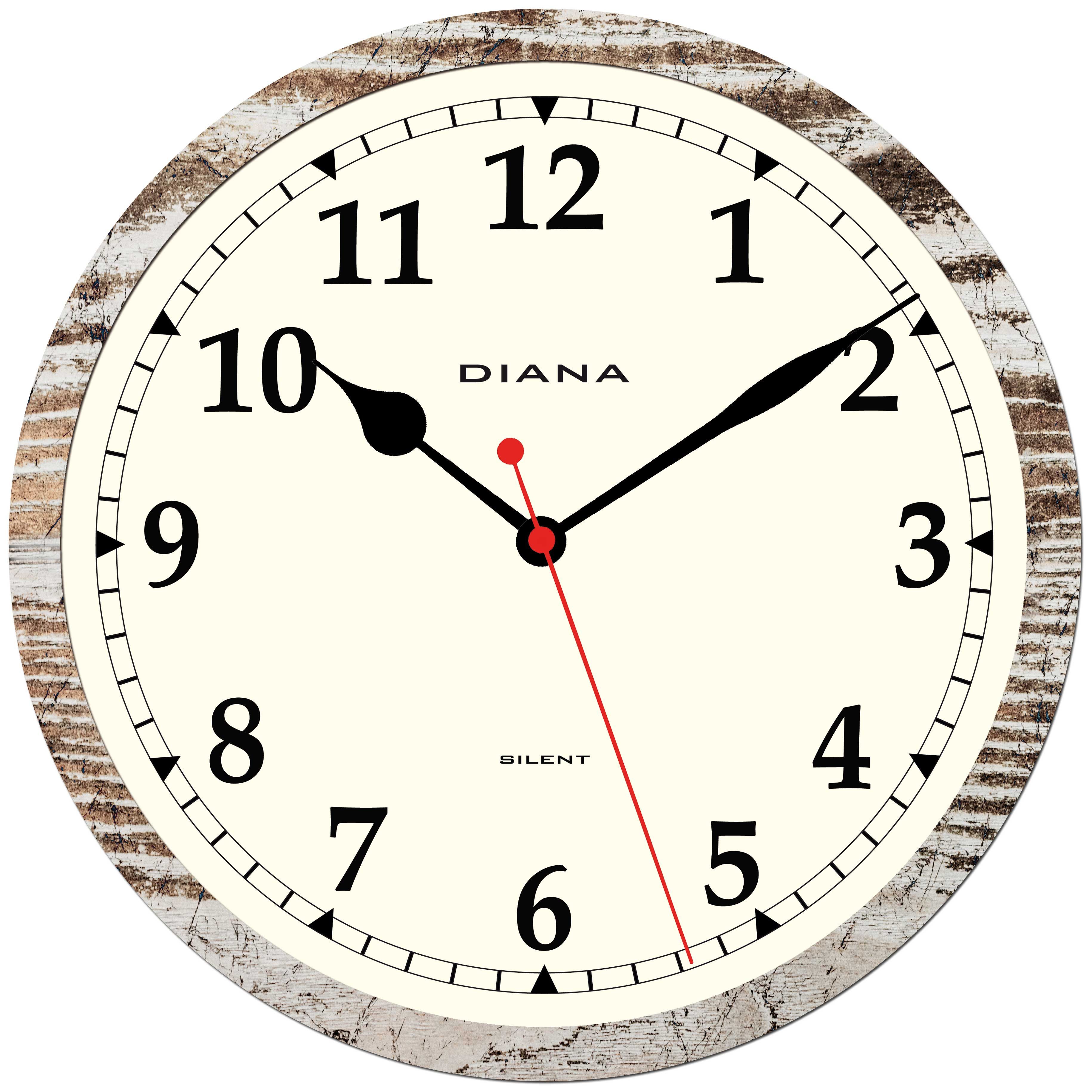 Orologio da parete Ø 30cm effetto legno invecchiato con movimento silenzioso
