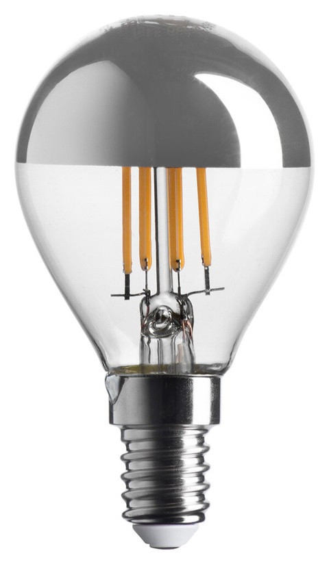 Lampada FILOLED sfera E14 CUPOLA ARGENTATA 4,5W 2700°K