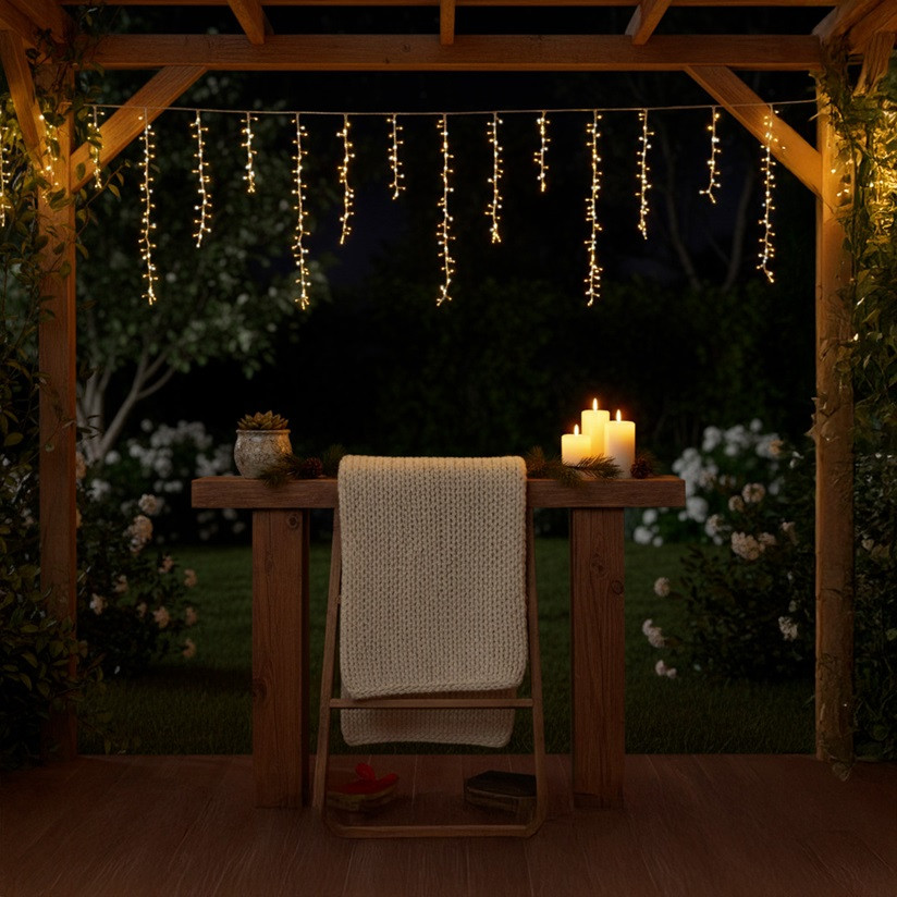 Tenda Ice Light StarFall Light ( effetto rincorsa ) 576 LED bianco caldo e bianco freddo 340xH80cm