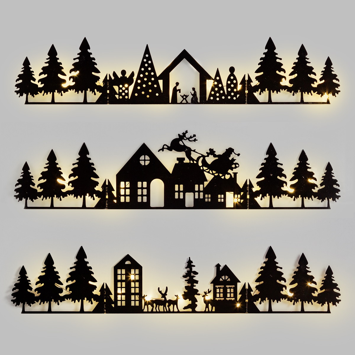 LDS Paesaggio 52cm 15 MicroLed a batteria orientabili e richiudibili in metallo nero