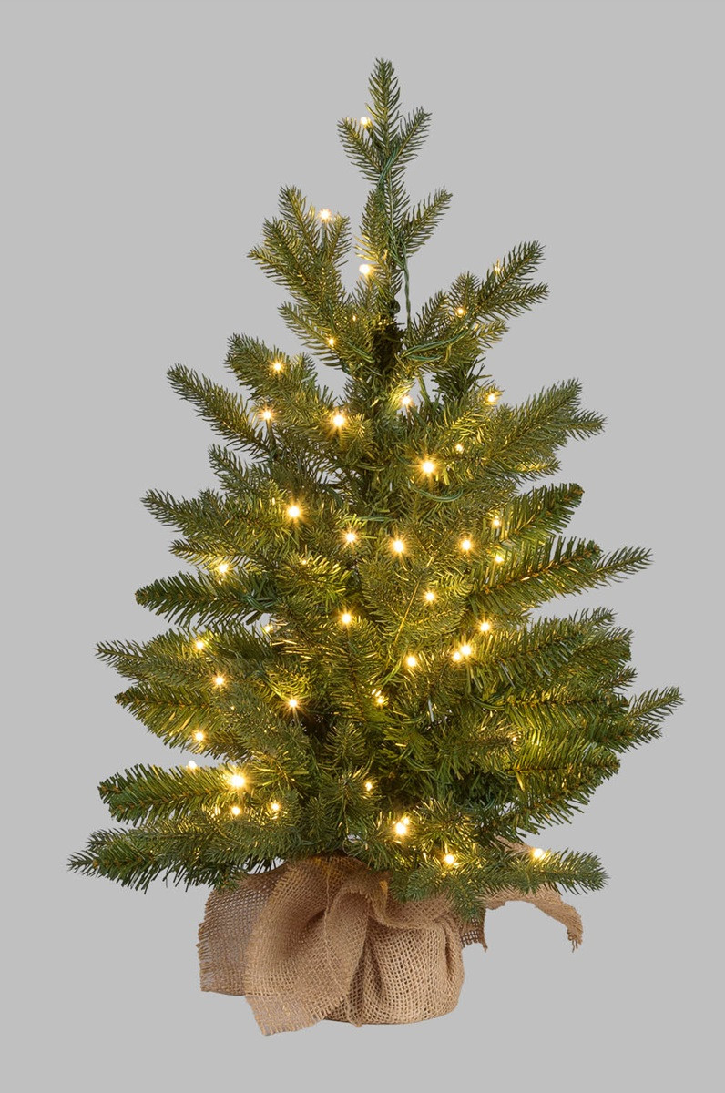 Albero Alpino con luci H. 60cm LA Prelit PVC+PE 90 LED bianco caldo