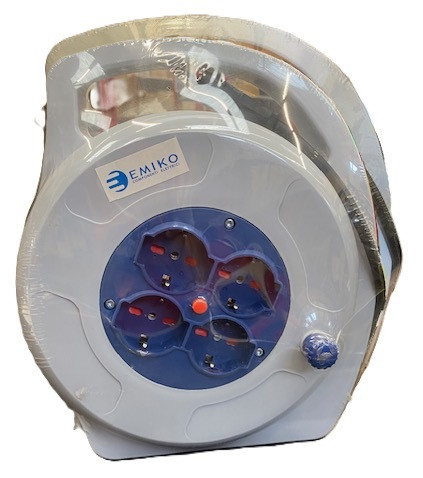 Avvolgicavo 20mt 3X1,5 con 4 presa universale disgiuntore termico spina 16A