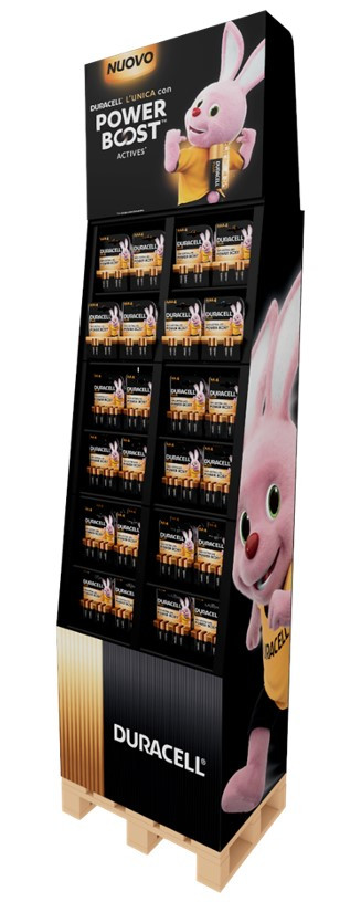 EXPO DURACELL POWERBOOST: 80 blister AA stilo + 60 blister AAA ministilo
