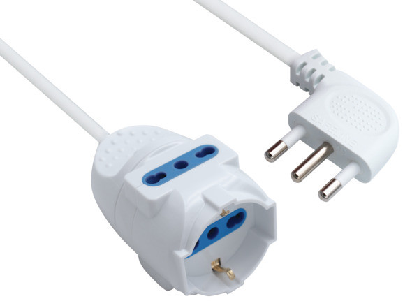 Prolunga lineare 3mt 3x1 con spina 90° 16A + 3 prese universale + bpresa