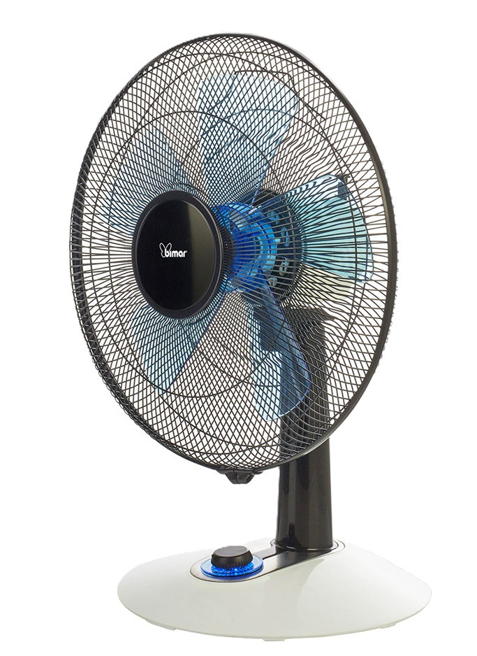 Ventilatore tavolo Ø 30cm 5 pale SILENZIOSO con comandi luminosi LED azzurro