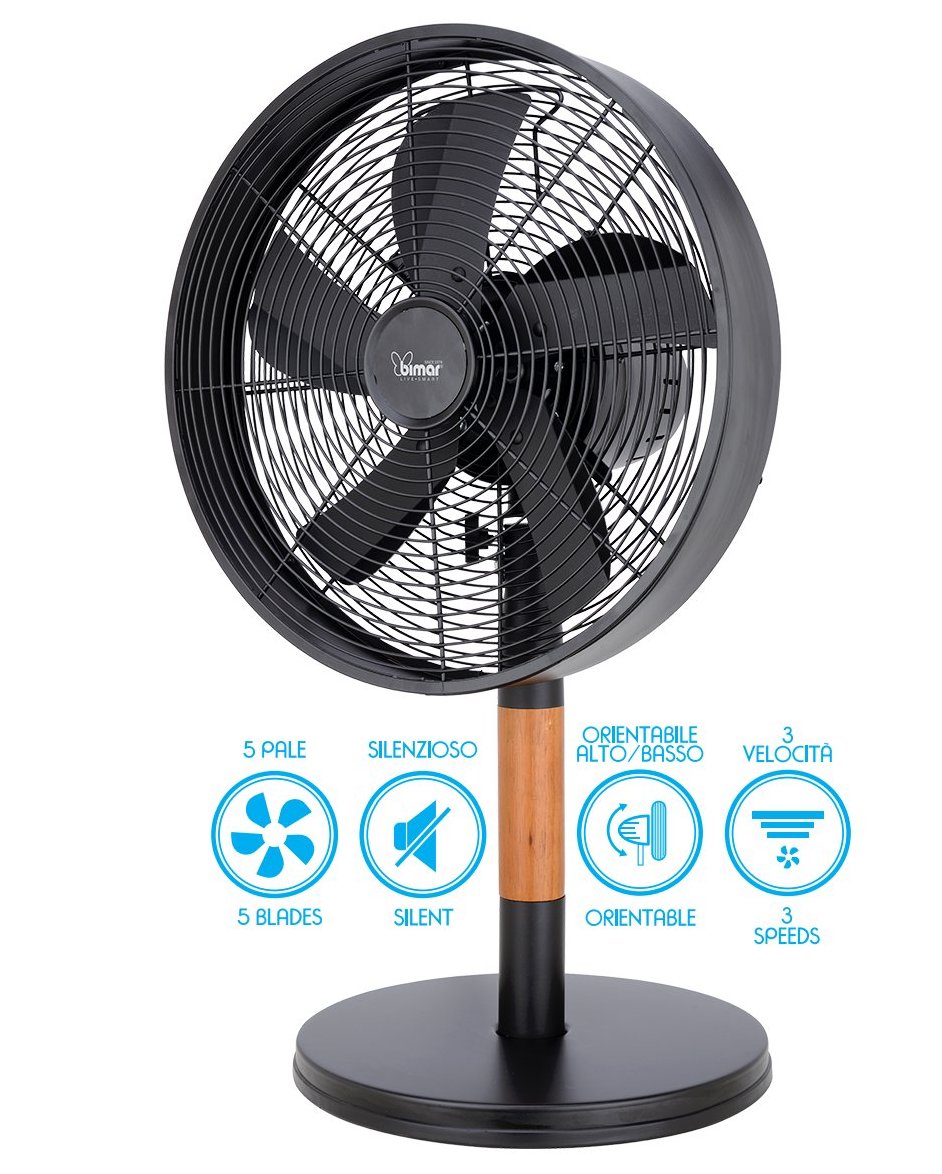 Ventilatore da tavolo Ø 30cm SILENZIOSO metallo e legno