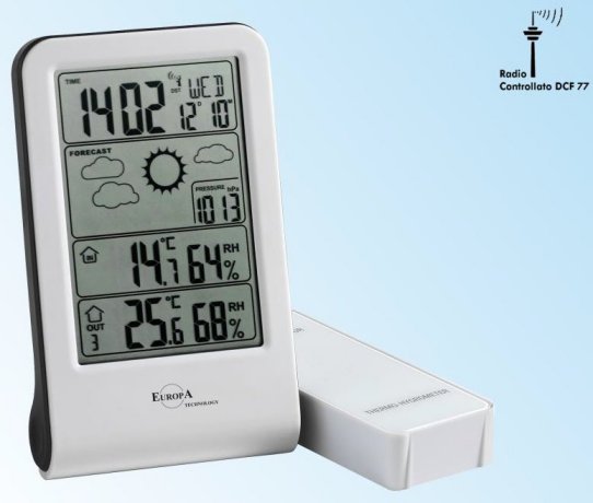 Stazione barometrica radiocontrollata c/sensore wireless termo/igro da esterno ( temperatura, umidità, pressione )