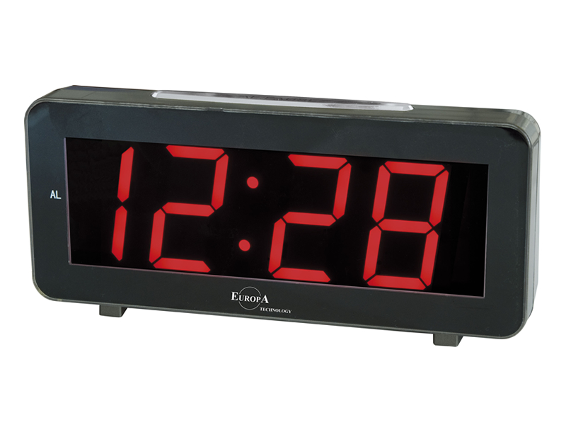 SVEGLIA NERA BIG DISPLAY LED ROSSI A SPINA 220V USB