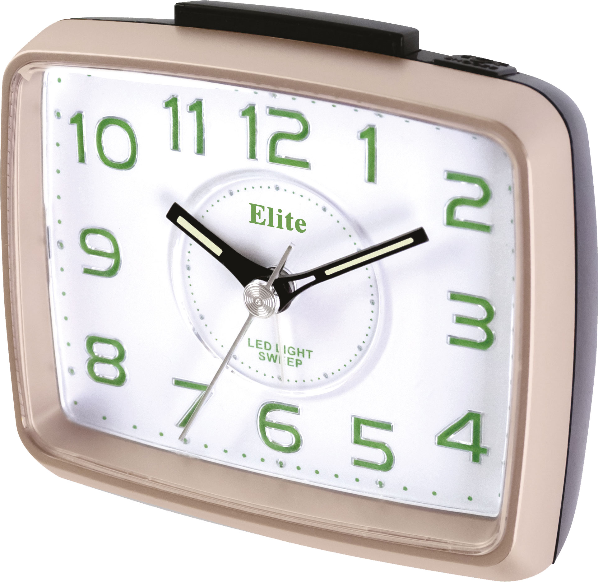 Sveglia con movimento silenzioso c/suoneria crescendo e ripetizione con illuminazione numeri quadrante led verde