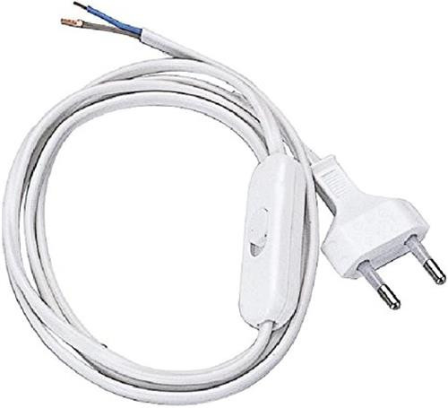 Cablaggio interruttore unipolare + spina 10A cavo 1,5mt sezione 2x0,75 Bianco