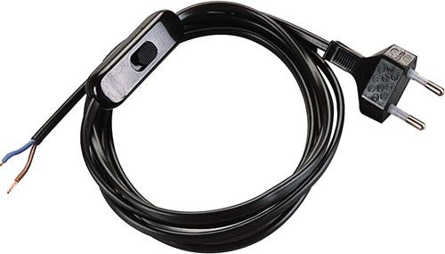 Cablaggio interruttore unipolare + spina 10A cavo 1,5mt sezione 2x0,7 Nero