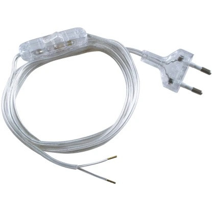 Cablaggio interruttore unipolare + spina 10A cavo 1,5mt sezione 2x0,75 Trasparente