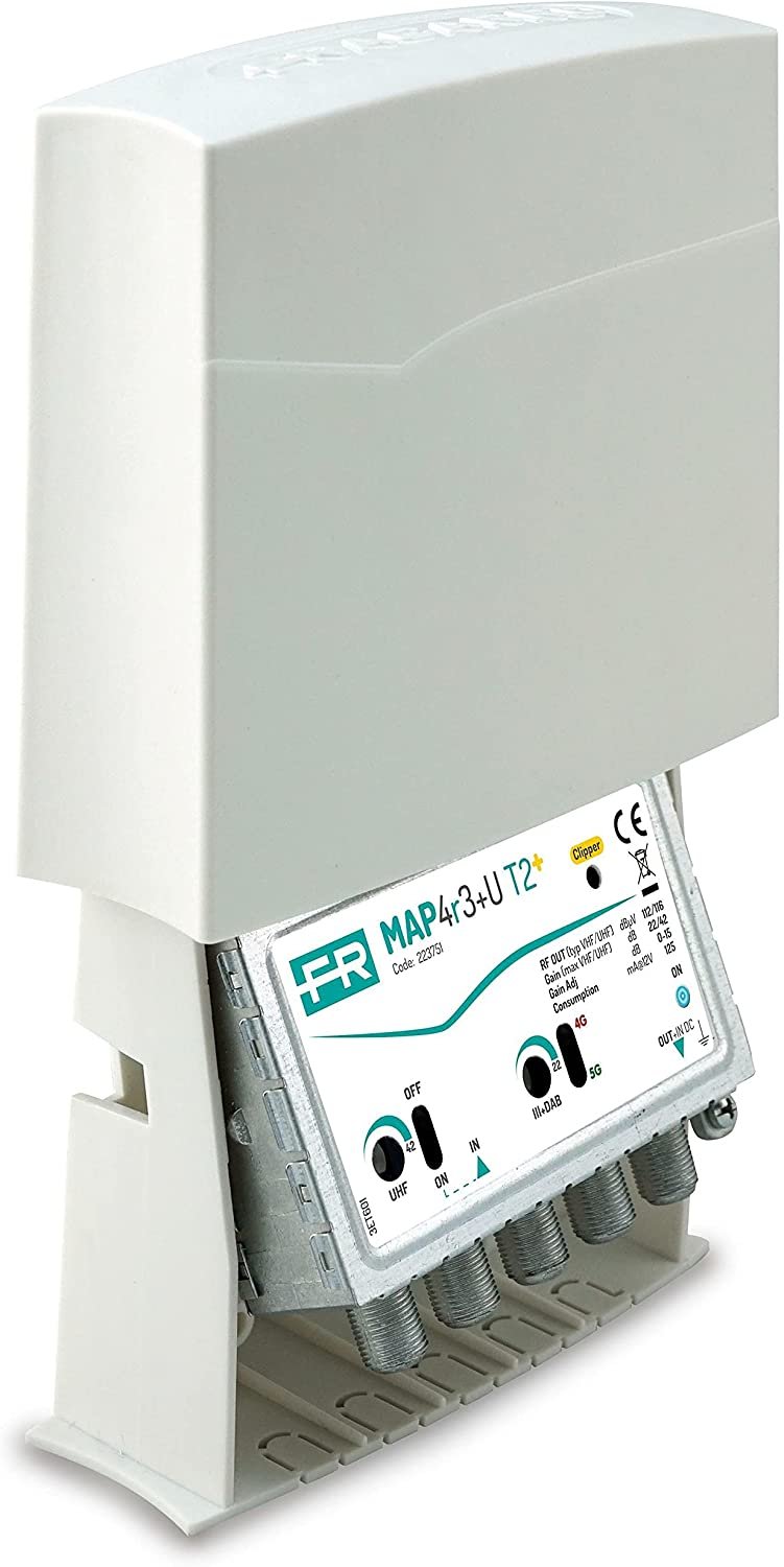 Amplificatore da palo x Tv 4 ingressi III+DAB, IV, V, UHF 25dB