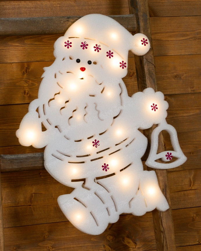 Babbo Natale Sponge in spugna H.49cm da appendere Led bianco caldo a batteria