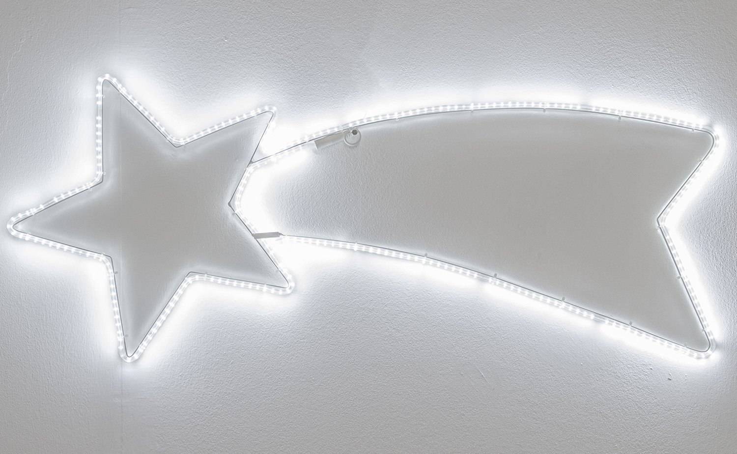 Stella cometa 100cm con strip led bianco Flash automatico telaio in metallo verniciato bianco