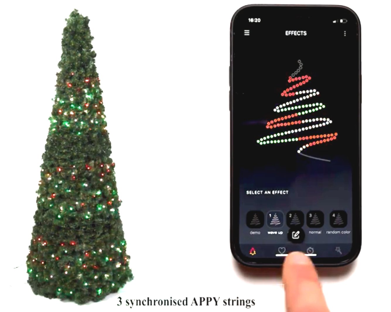 Catena luminosa 20mt APPY 200 LED RGB Ø 5mm 30 giochi con APP Bleutooth
