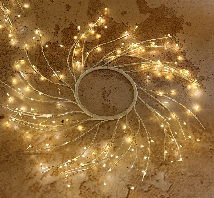 Corona TIGLIO Bianco ø45cm 160 MicroLED bianco caldo FlashLED Diamond