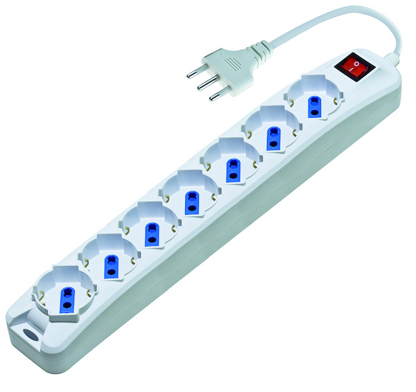 Multipresa 7 prese universali + cavo +interruttore LIFE