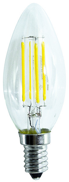 Lampada FILOLED oliva/candela chiara trasparente 2,5W E14 2700°K 320°