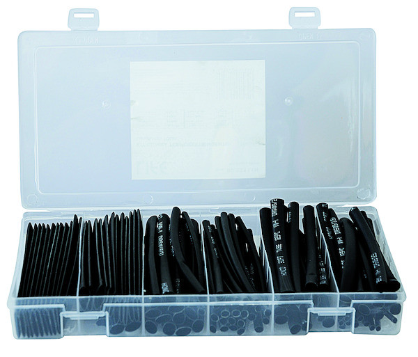 Kit GUAINA TERMORESTRINGENTE NERA DIAMETRI 2-3-5-6-8-10mm (100pz da 10cm)