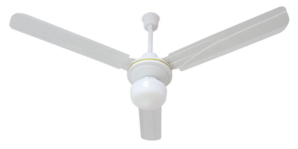 Ventilatore da soffitto Ø 120cm in metallo 3 pale, 5 velocità, luce e comando a muro
