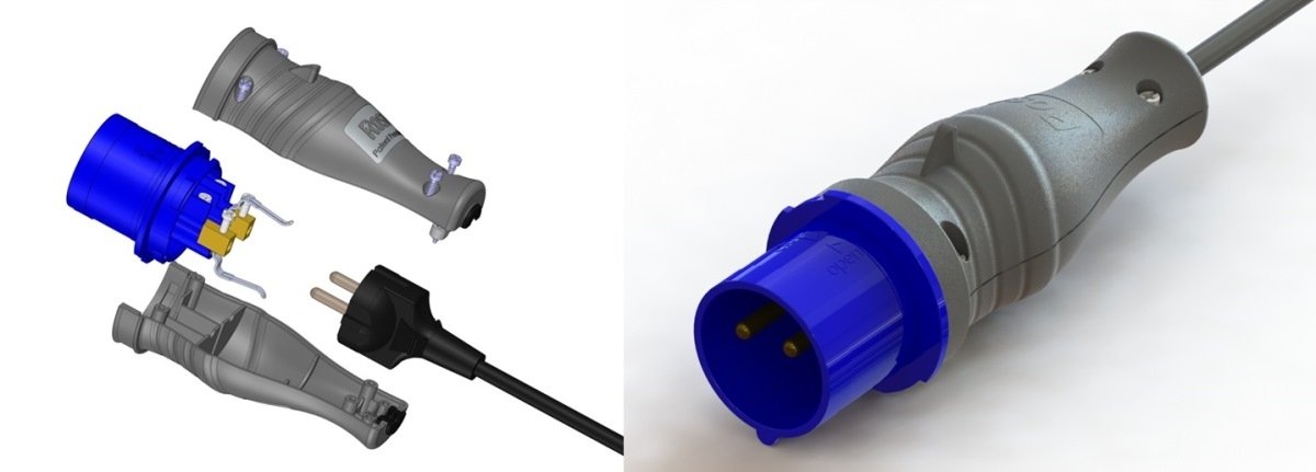 Adattatore industriale da spina schuko a CEE 16A 2P+T 220V IP44