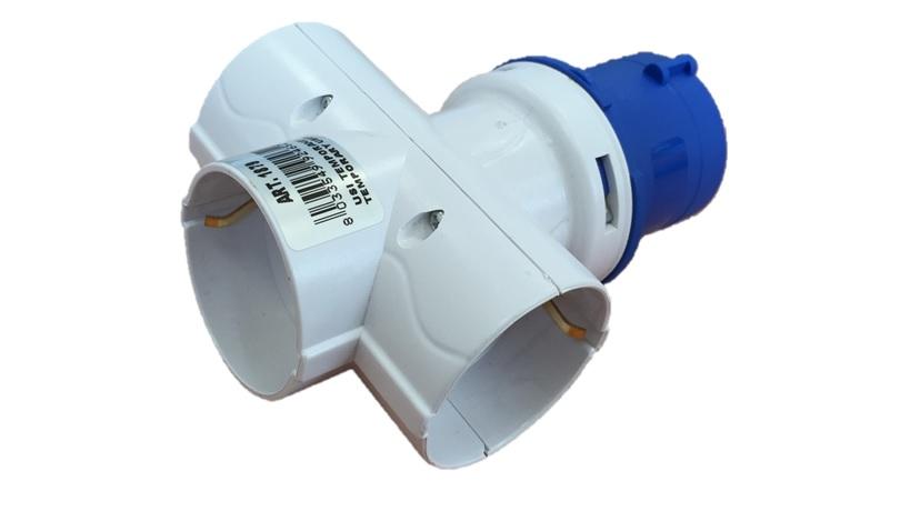 Adattatore CEE Blu 2P+T a 3 uscite Schuko Universale 16A 220V IP20