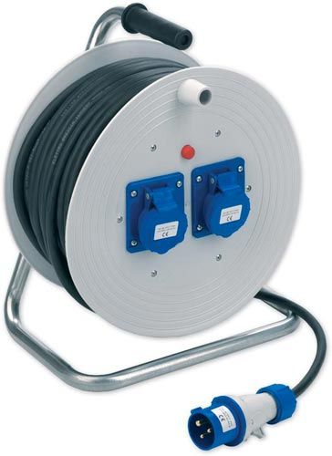 Avvolgicavo industriale 25mt H07RNF 3x2,5 con 2 Prese CEE BLU 16A 220V IP44