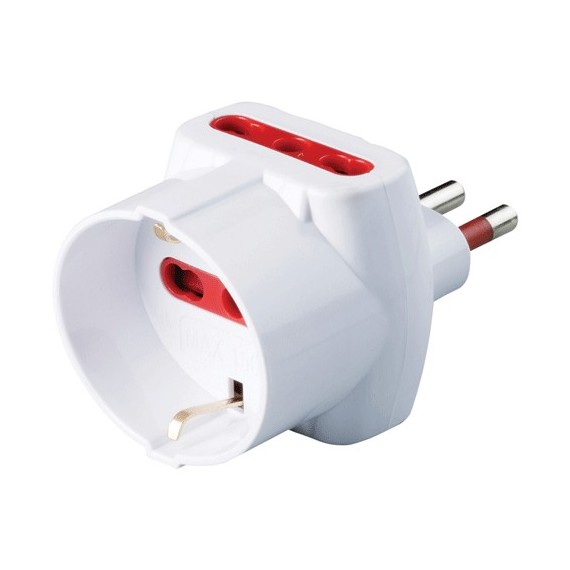 Tripla 10A con limitatore di corrente: 2 uscite bpresa + 1 uscita schuko bianca