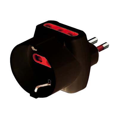 Tripla 10A con limitatore di corrente: 2 uscite bpresa + 1 uscita schuko nera