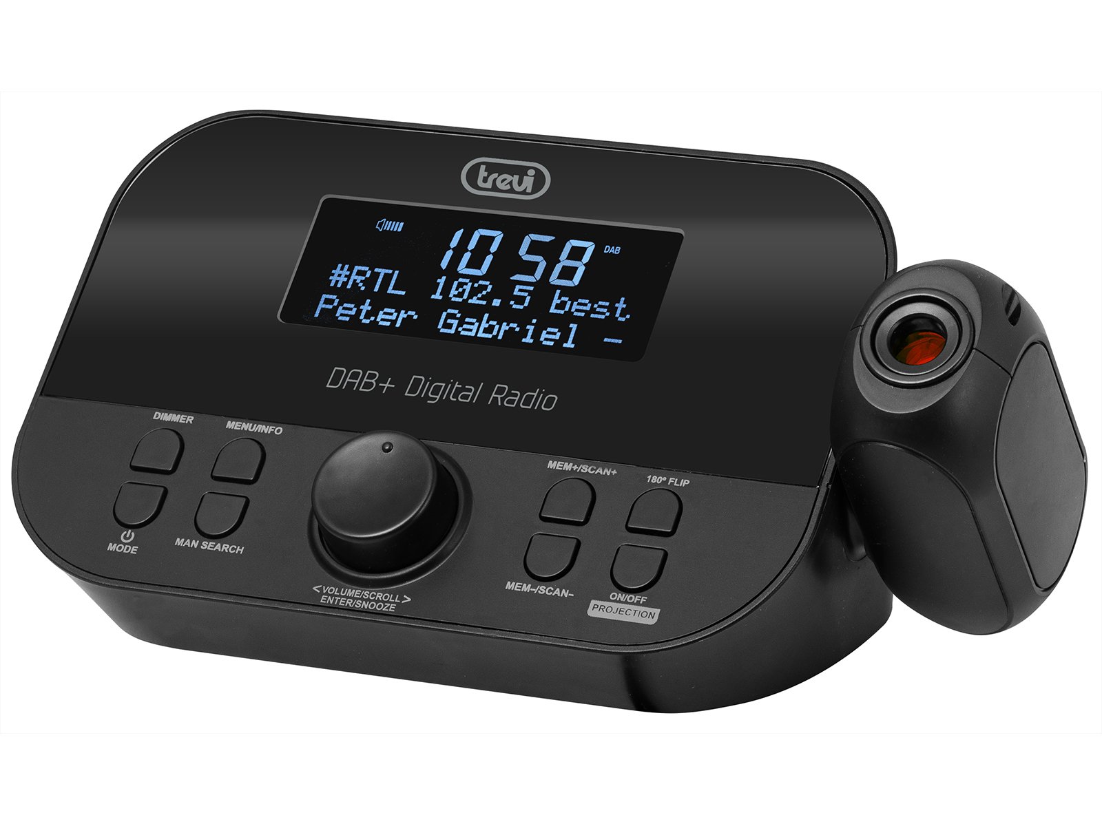 Radiosveglia DAB + FM RDS con proiezione orario