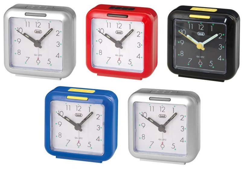 Sveglia al quarzo con suoneria crescendo, snooze e luce