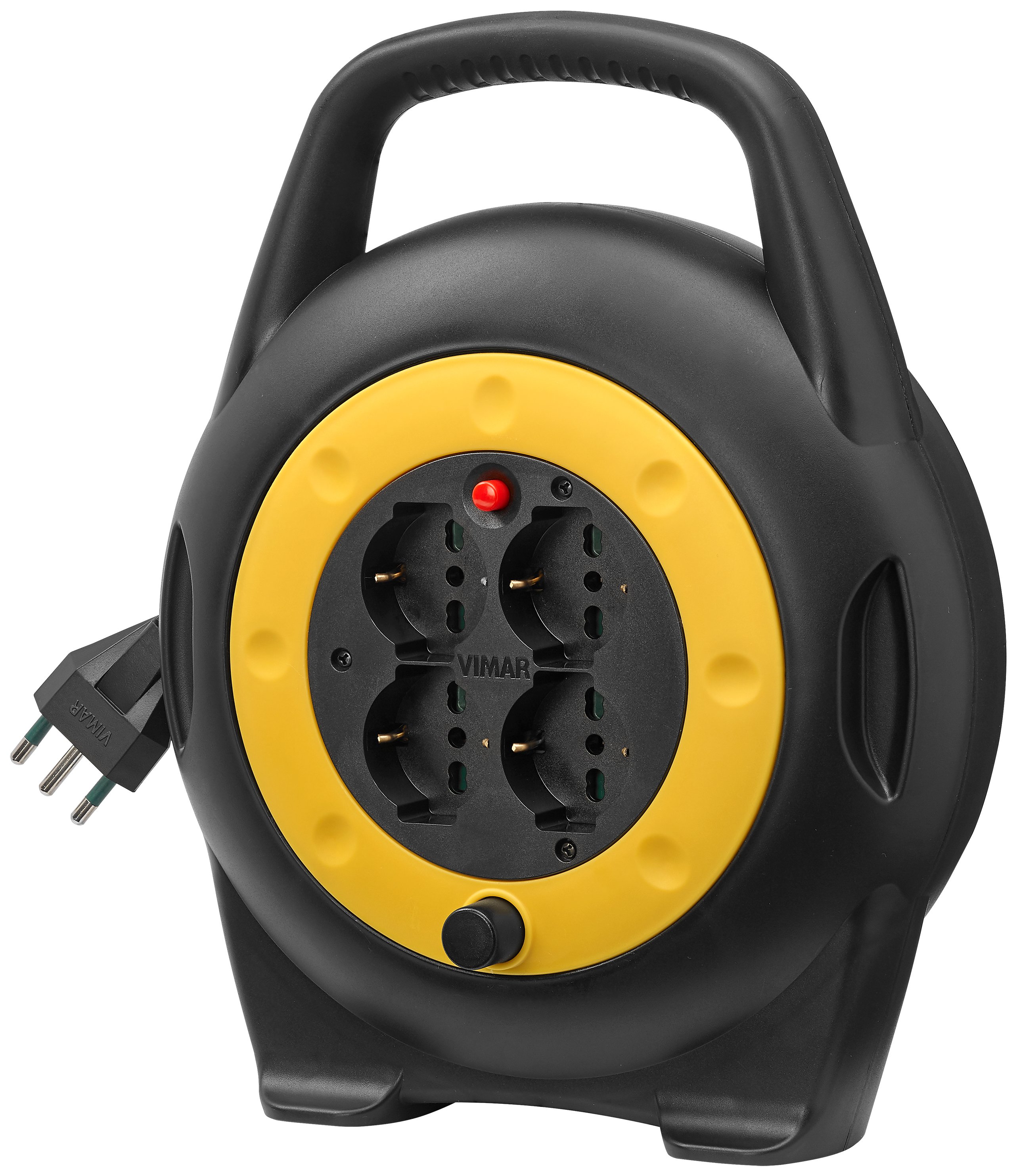 Avvolgicavo 10mt 3x1,5 con spina italiana 16A S17 + 4 prese universali + disgiuntore termico