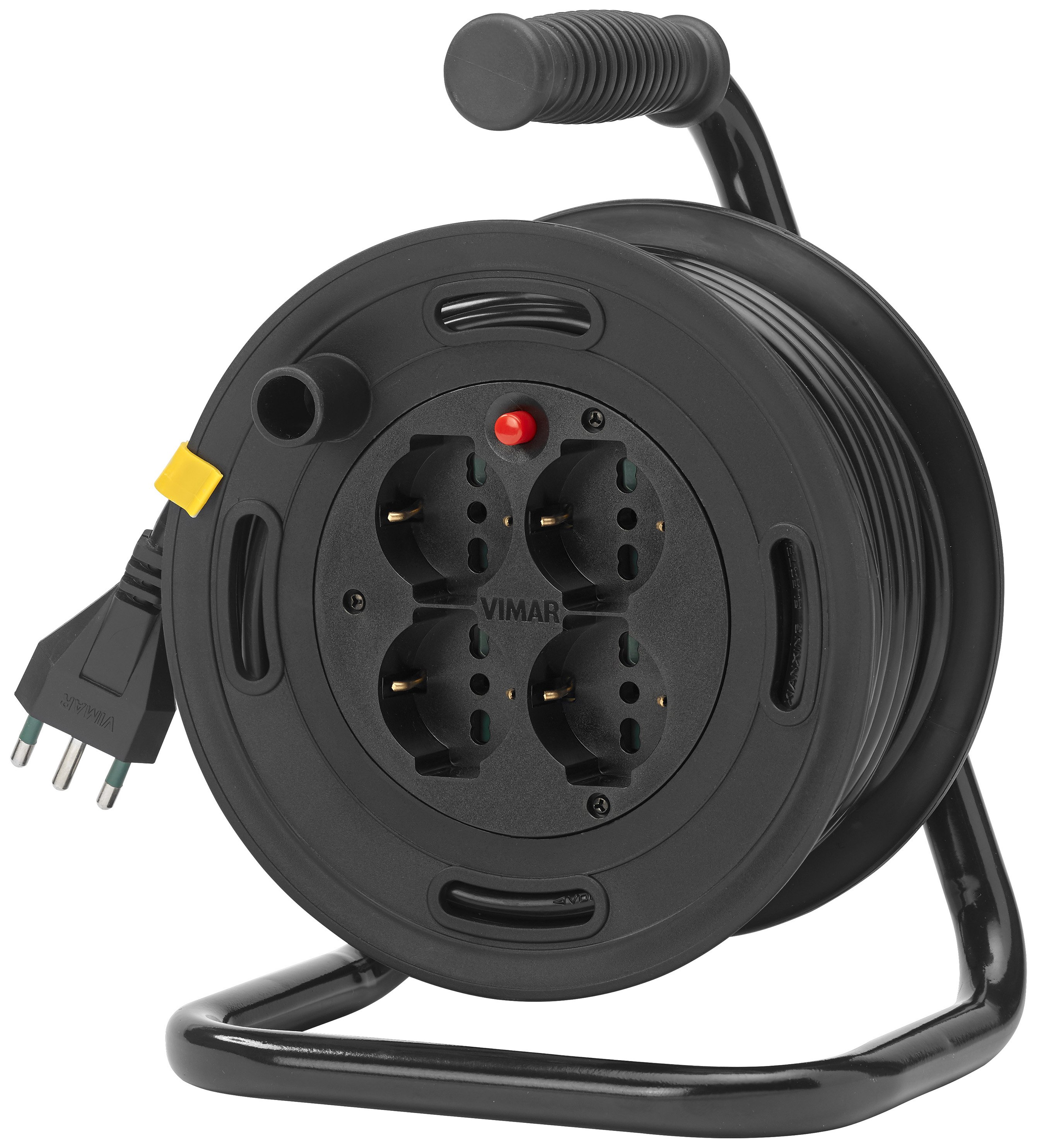 Avvolgicavo 15mt 3x1,5 con spina italiana 16A S17 + 4 prese universali + disgiuntore termico