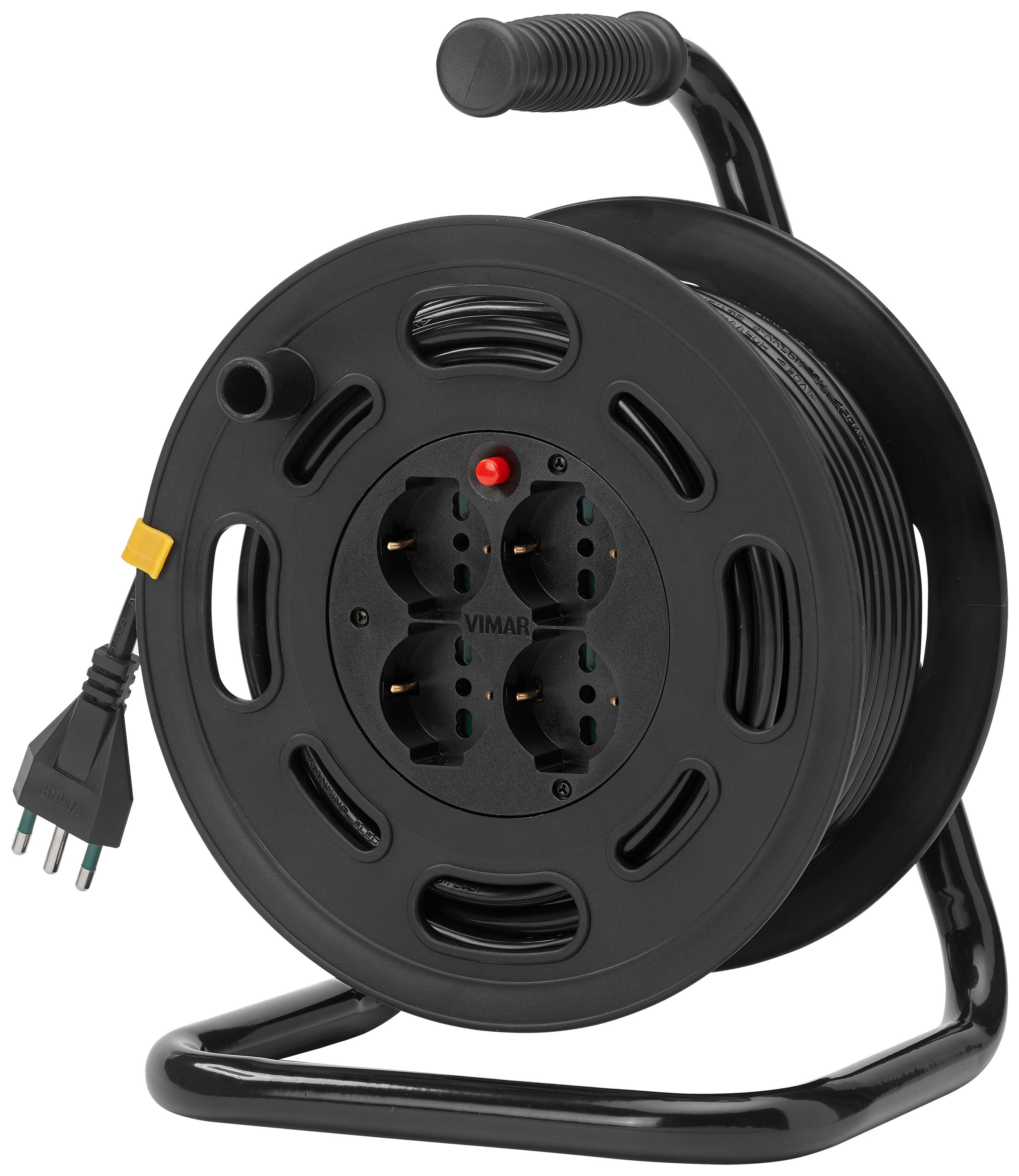 Avvolgicavo 30mt 3x1,5 con spina italiana 16A S17 + 4 prese universali + disgiuntore termico