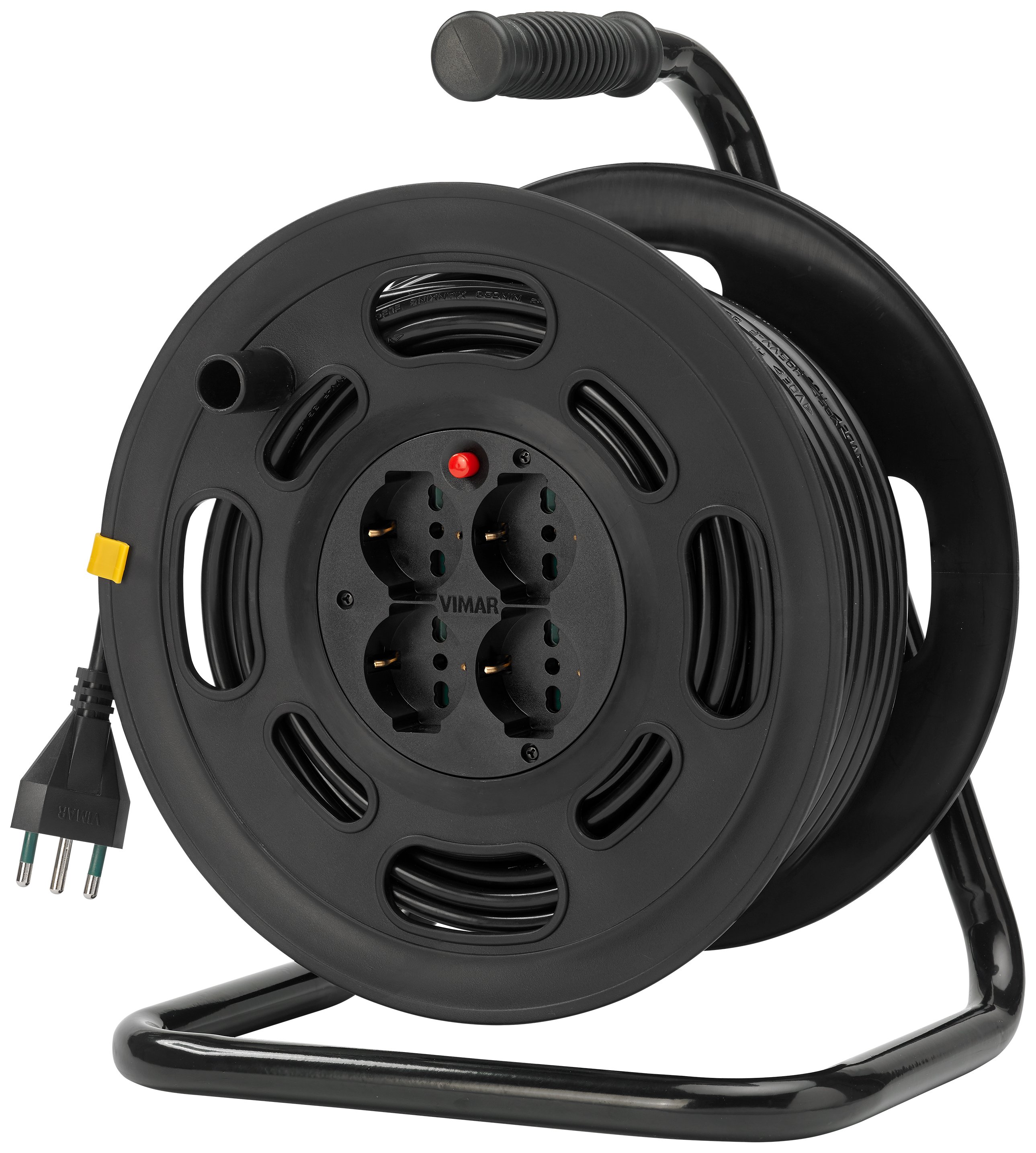 Avvolgicavo 45mt 3x1,5 con spina italiana 16A S17 + 4 prese universali + disgiuntore termico