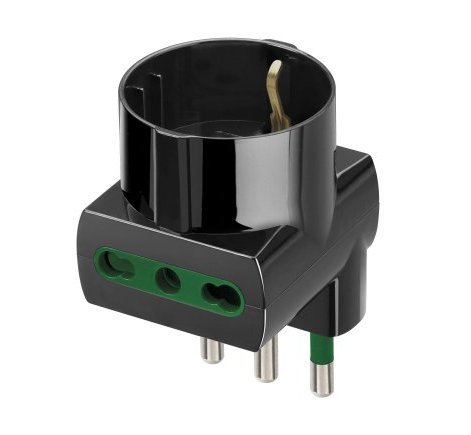 Tripla sfalsata con spina 2P+T 16A + 2 uscita Bpresa 10/16A + 1 uscita schuko