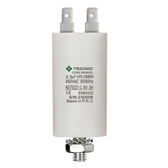 CONDENSATORE 450V 2.5 µF Dado M8
