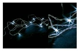 SET 10 LED BIANCHI A BATTERIA C/CAVO TRASPARENTE A BATTERIA