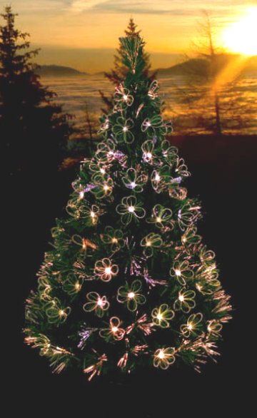 ALBERO A FIBRE OTTICHE C/ROTAZIONE CON MARGHERITE MULTICOLOR H.60CM