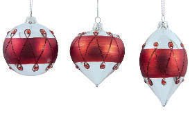 SFERA VETRO DECORO RIGATO ROSSO D.80MM IN 3 FORME ASSORTITE