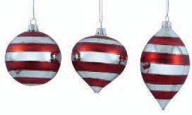 SFERA VETRO DECORO RIGATO ROSSO D.80MM IN 3 FORME ASSORTITE