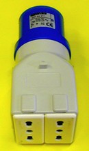 ADATTATORE MOBILE PRESA UNIVERSALE 1 spina IEC309 CEE blu 2p+T 16A 230V IP44 1 presa 2p+T bivalente ( P30 - P17 ).