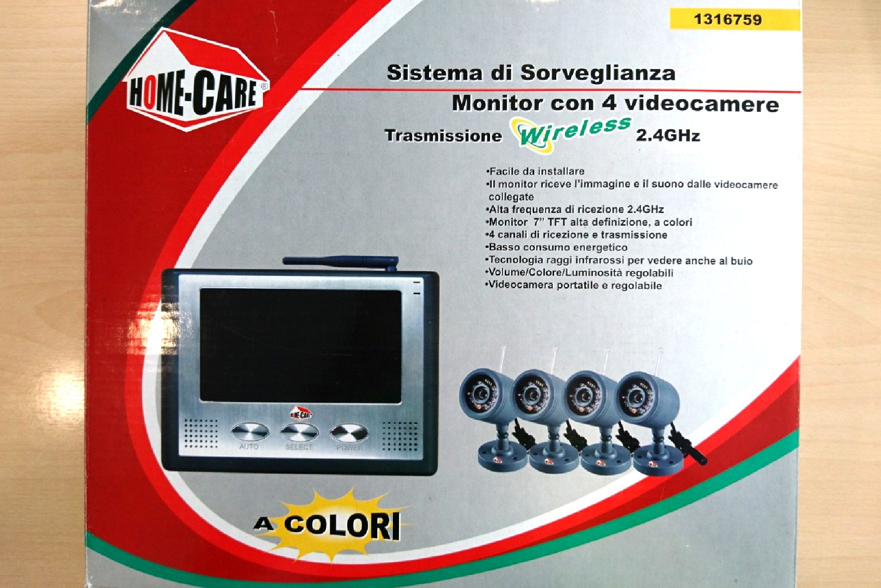 1316759 MONITOR C/4 TELECAMERE WIRELESS *IN ES.