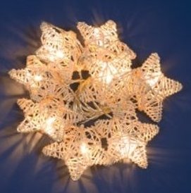 XLEDIRTB 10-F BATT CATENA A 8 LED RATTAN STAR BIANCO LUCE FISSA