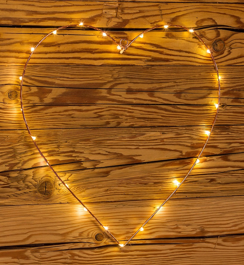 Cuore Ø 35cm IN RAME da appendere a batteria