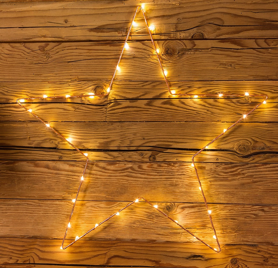 Stella Ø 50cm IN RAME Led Bianco caldo a batteria