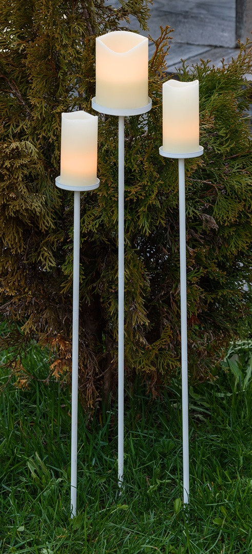 Supporto da giardino con 2 basi x candele altezza regolabile da 70cm a 1,3mt